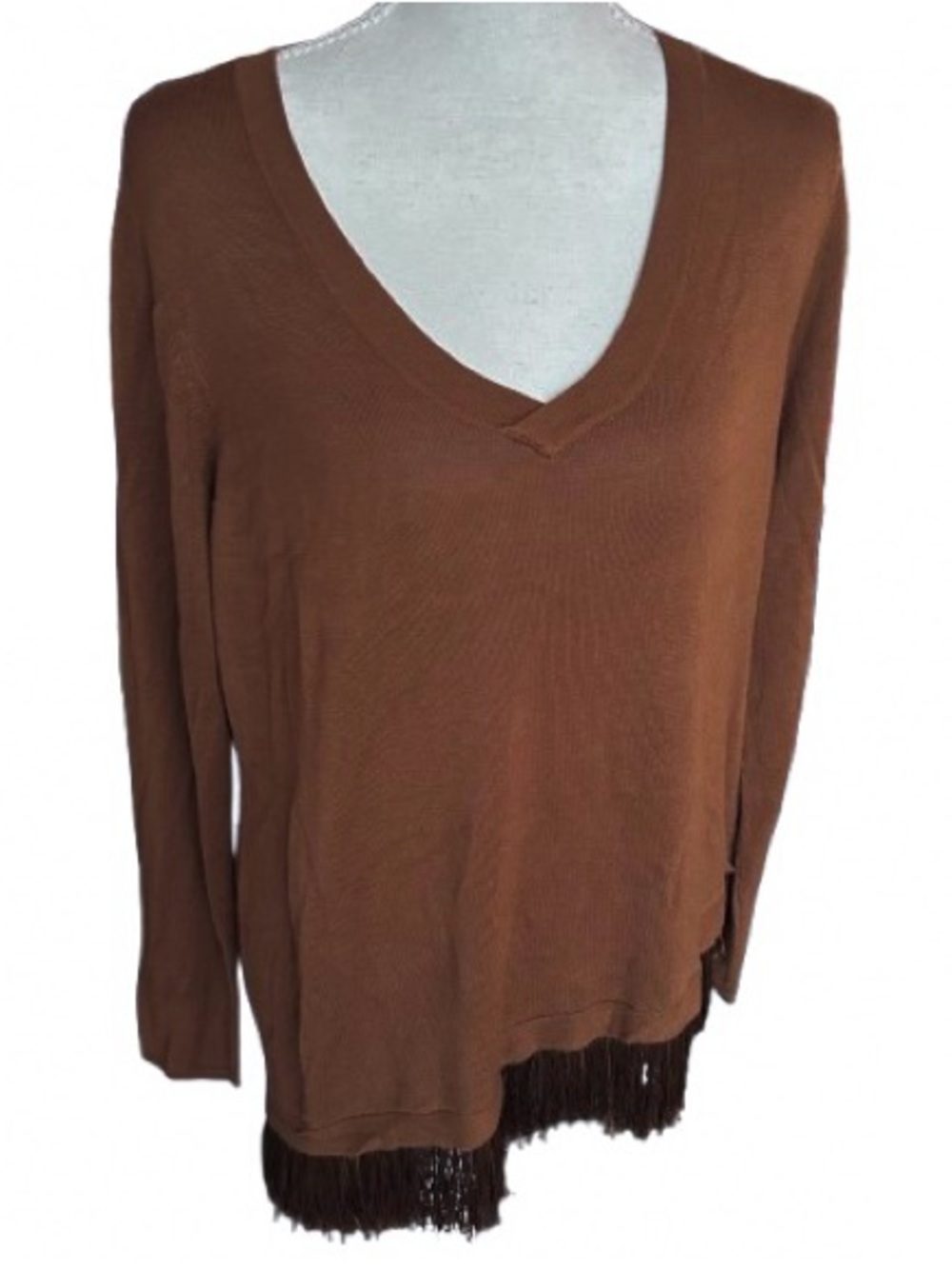 Large Fringe Lightweight Sweater CHICO’S Country Western Boho Knit Bohemian